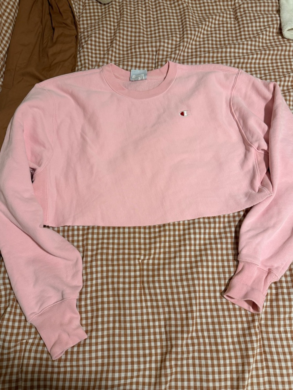 Champion Light Pink Cropped Crewneck Sweatshirt